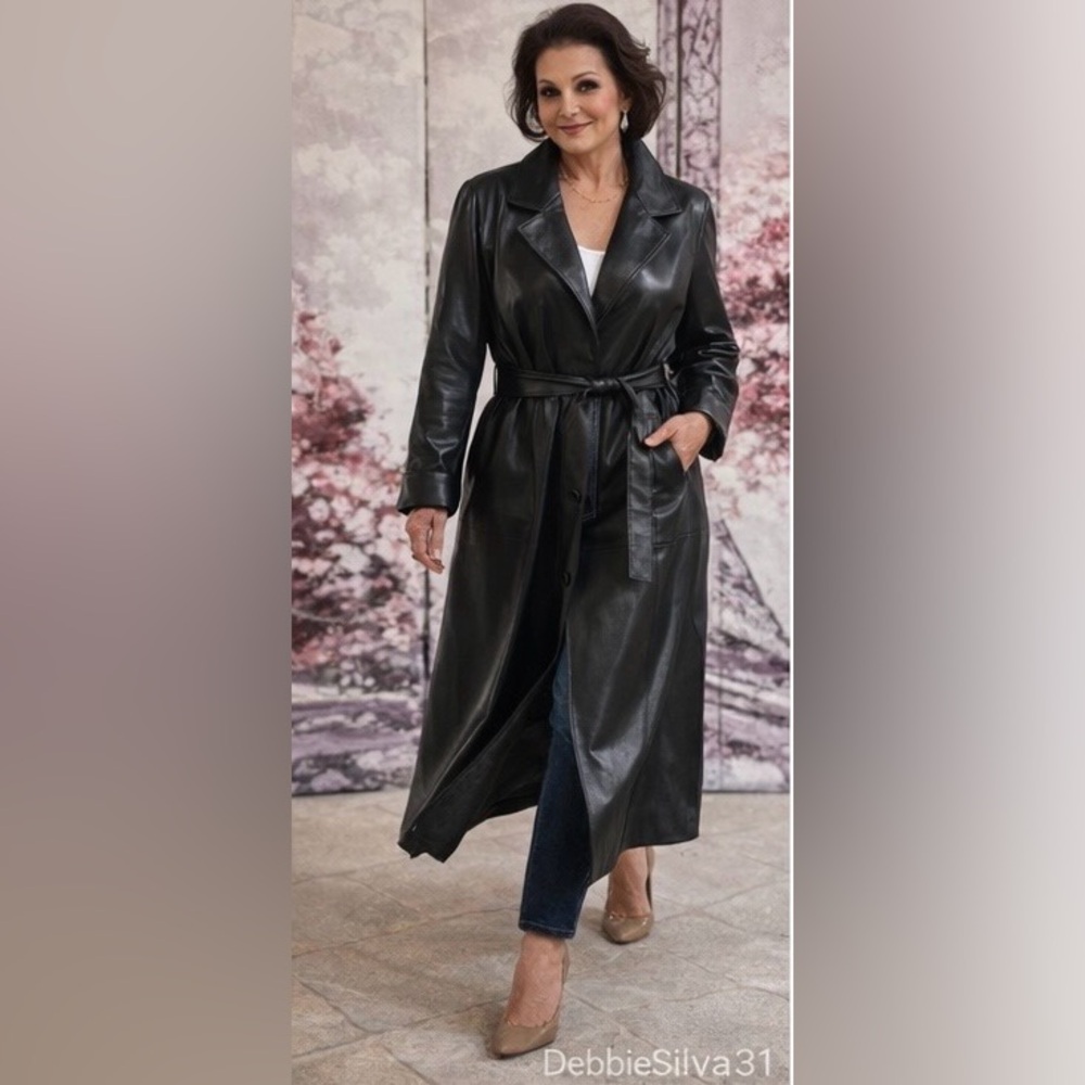 VINTAGE/CLASSIC  ANN TAYLOR GENUINE LEATHER FULL LENGTH COAT - Picture 6 of 13